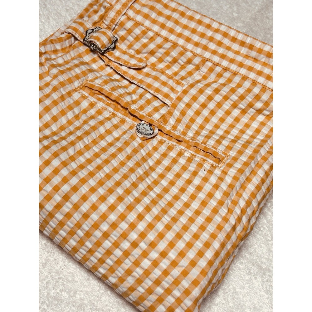 Robert Graham Orange Gingham Bermuda Shorts Mens 34/9 Paisley Flip Trim PRISTINE